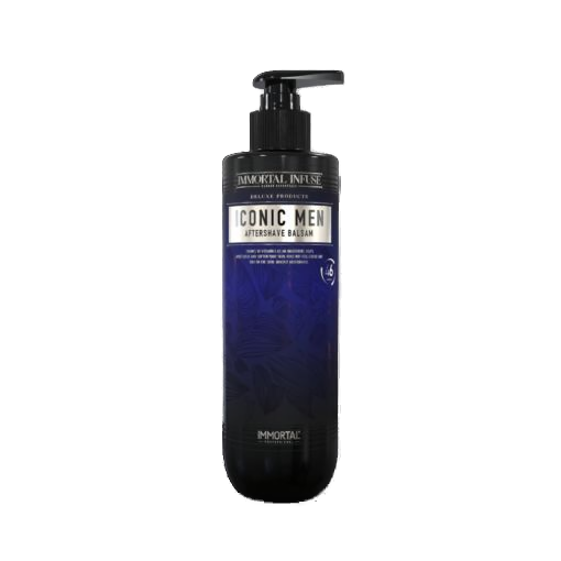 Balsam după ras Olimpstore Immortal Infuse Iconic Men, 350ml, ambalaj negru cu etichetă albastră.
