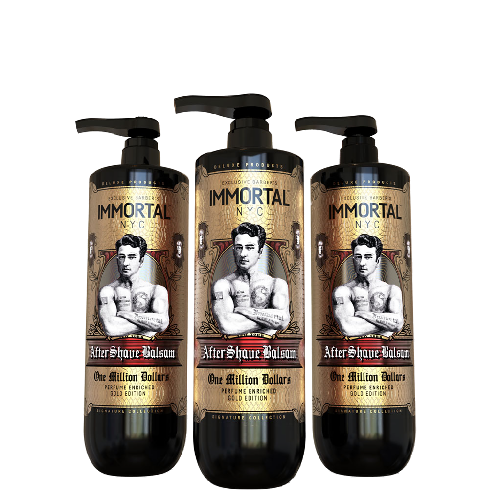 Balsam după ras Immortal NYC One Million Dollars 350ml, design auriu, Olimpstore.