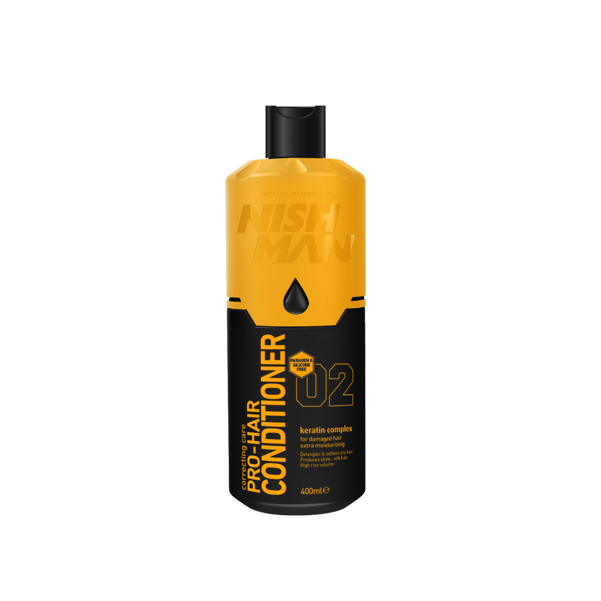 Balsam păr Nishman Pro-Hair Conditioner Olimpstore, flacon negru-galben 400ml.