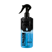Balsam spray bifazic păr și barbă Nishman 400ml, Olimpstore, flacon negru și albastru.