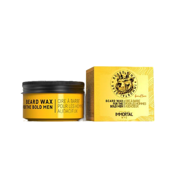 Ceară pentru barbă Immortal NYC 50ml, cutie galbenă, brand Olimpstore.