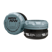 Ceară mată păr Nishman Aqua M10 Olimpstore, capac albastru, recipient negru.