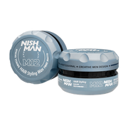 Ceară mată Nishman Aqua Hair Styling M12 100ml Olimpstore, capac albastru deschis.
