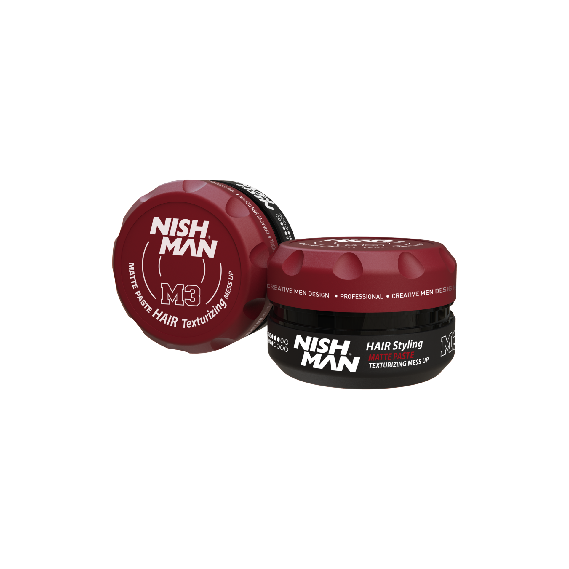 Ceară mată pentru păr Nishman Matte Paste M3, 30ml, Olimpstore, cutie neagră-roșie.