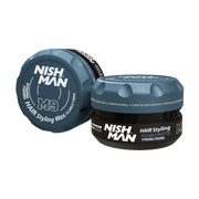 Ceară mată pentru păr Nishman Pliable Matte M9 Strong Fixing 100ml, capac albastru, Olimpstore.