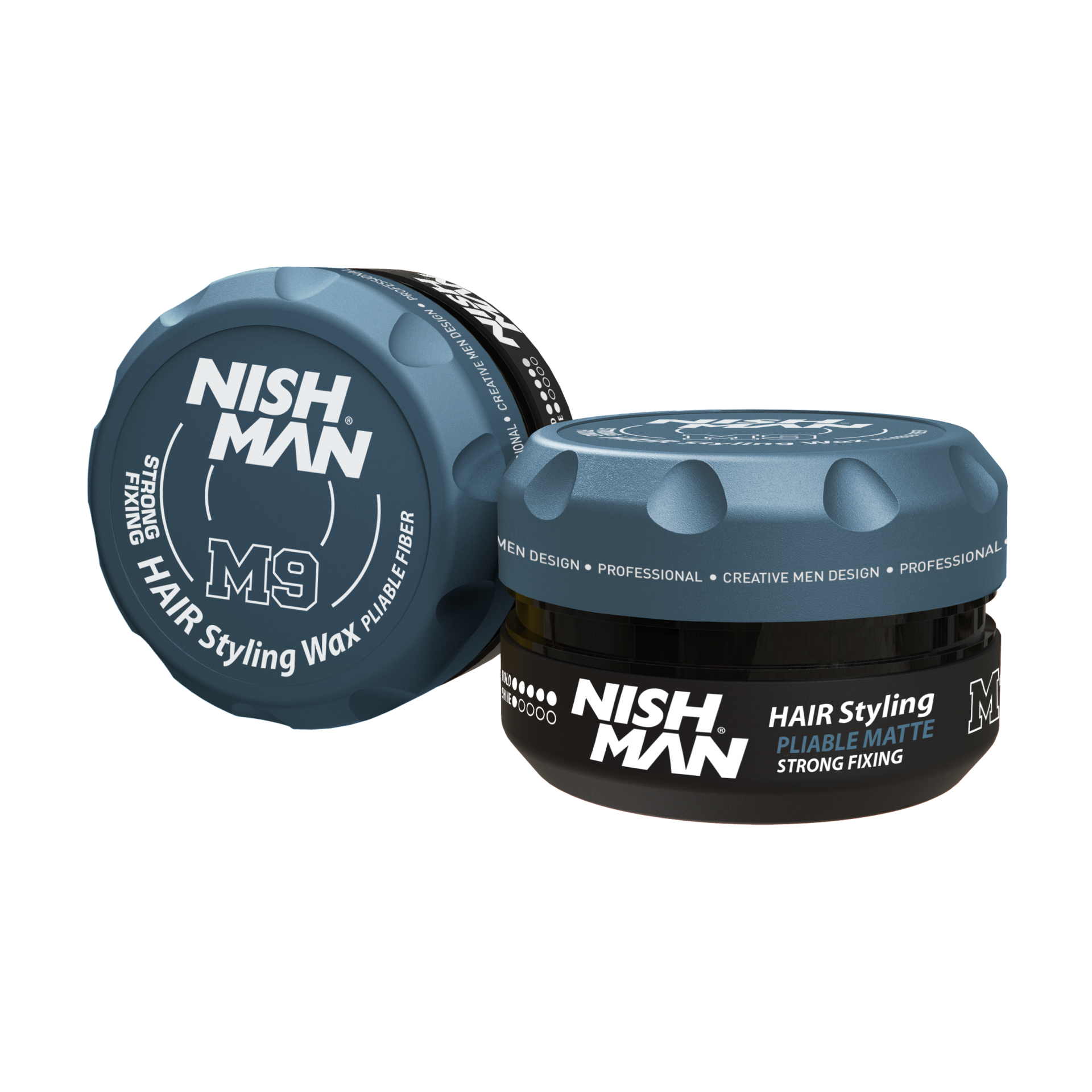 Ceară mată pentru păr Nishman Pliable Matte M9 Strong Fixing 100ml, capac albastru, Olimpstore.