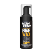 Ceară-spumă păr Nishman Foam Wax 150ml, brand Olimpstore, sticlă neagră cu dozator gri.