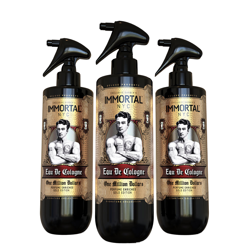 Colonie după ras Immortal NYC Eau De Cologne One Million Dollars, sticlă aurie, marca Olimpstore, 500ml.