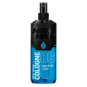 Colonie după ras Nishman 06 Aqua D’asil 400ml, sticlă albastră, brand Olimpstore.