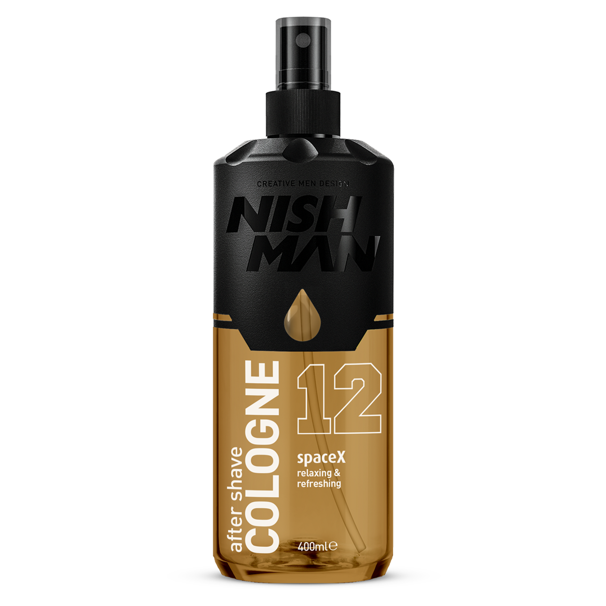 Colonie după ras Nishman 12 Spunk Olimpstore, 400ml, negru-portocaliu.