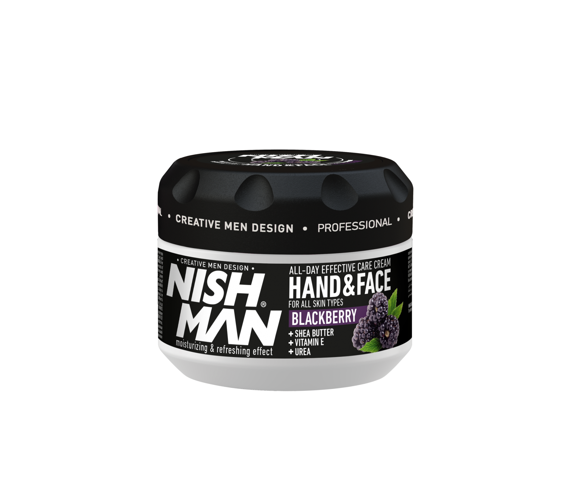 Cremă față și mâini Nishman Blackberry 300ml, Olimpstore, recipient negru.