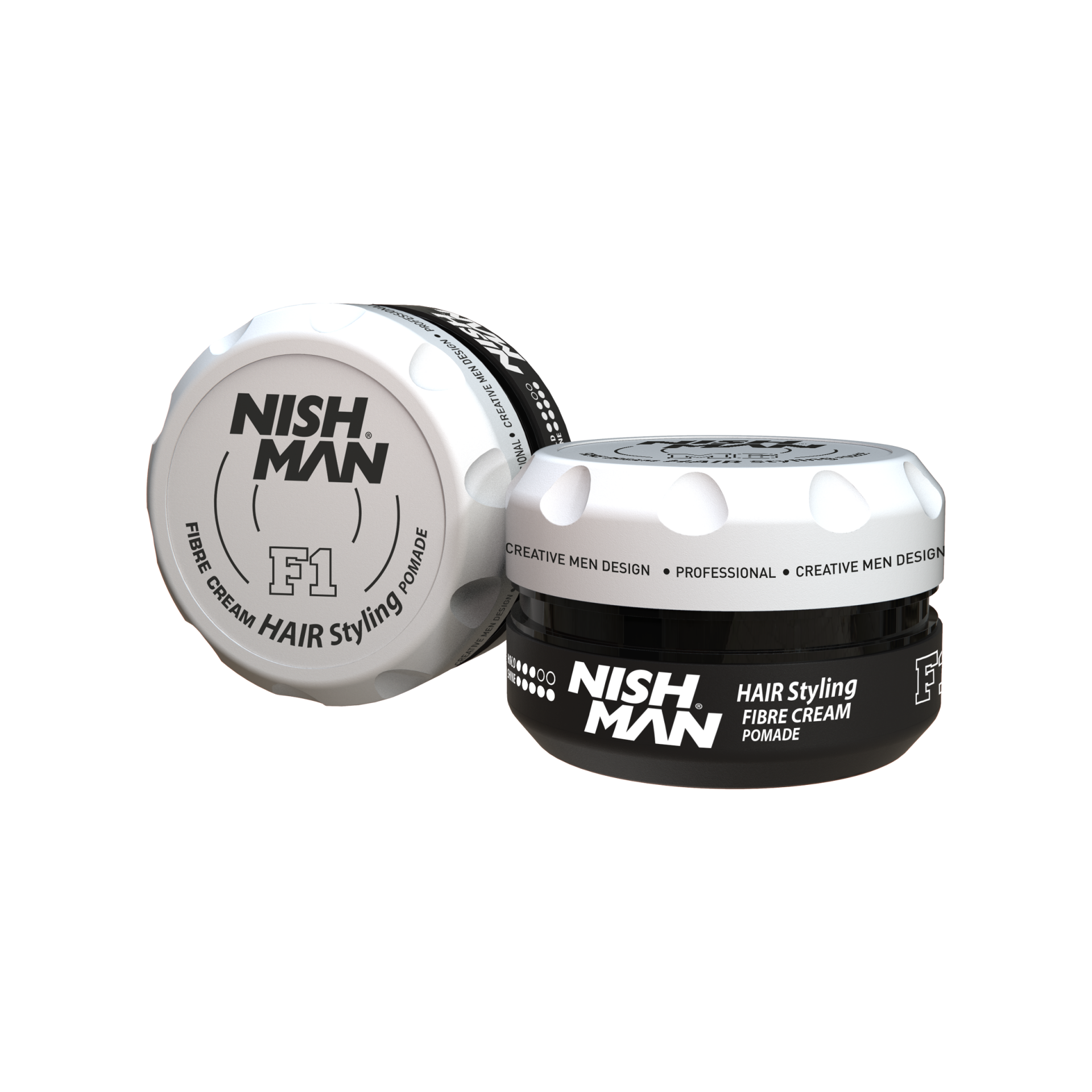 Cremă mată păr Nishman Fibre Cream F1 Pomade 100ml Olimpstore, alb-negru, fixare medie.