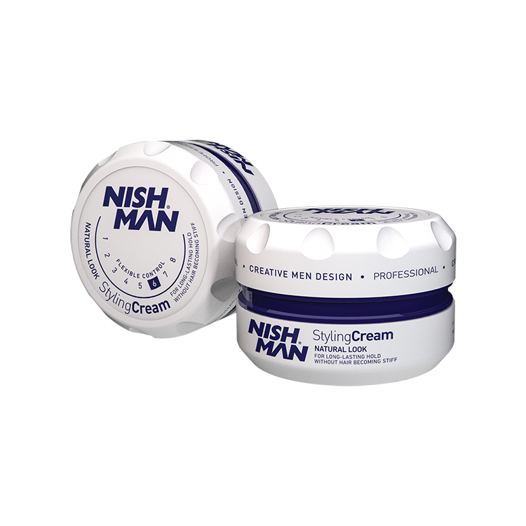 Cremă-ceară păr Nishman Olimpstore, ambalaj alb cu albastru, 100ml.
