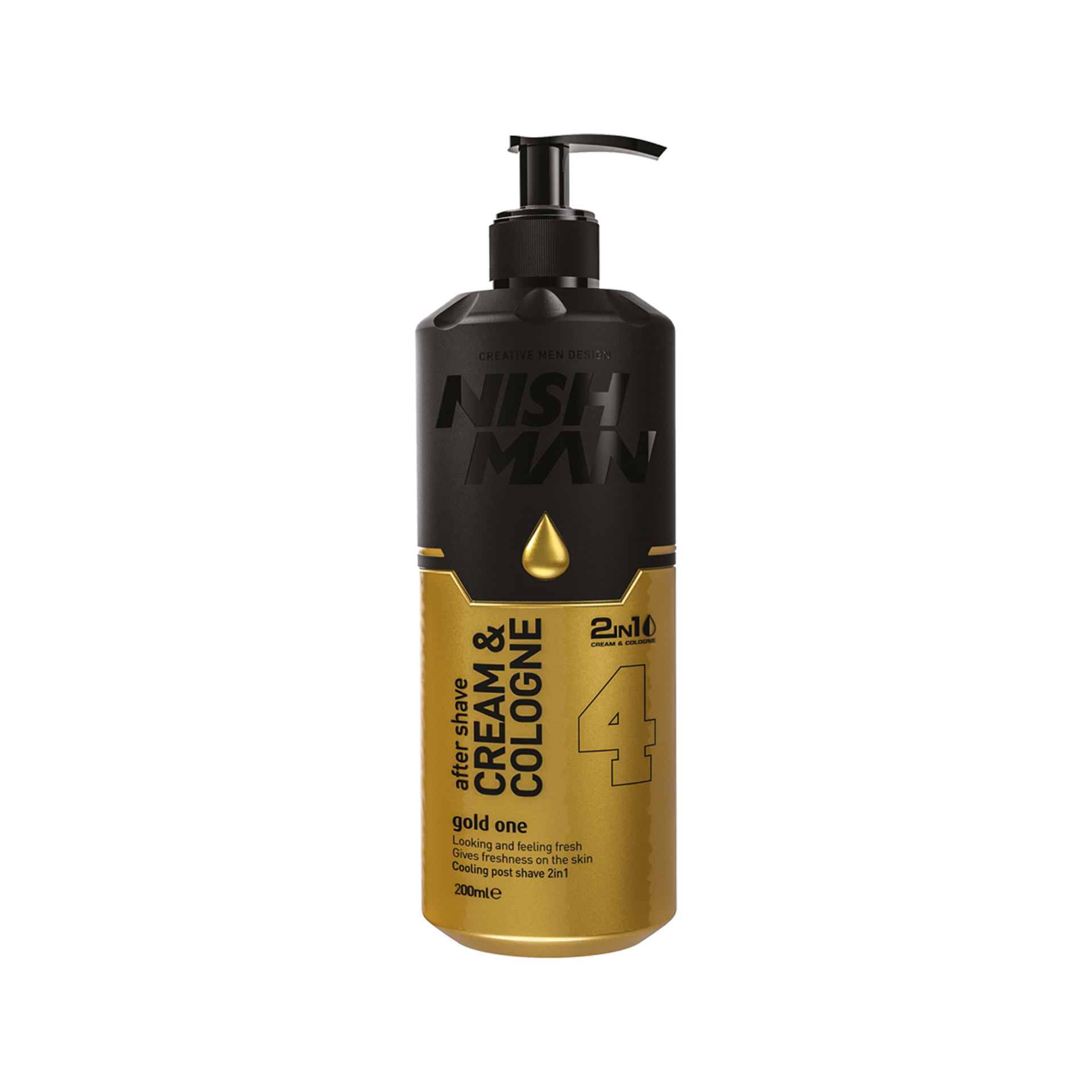 Cremă-colonie după ras Nishman Gold One 400ml, negru și auriu, Olimpstore