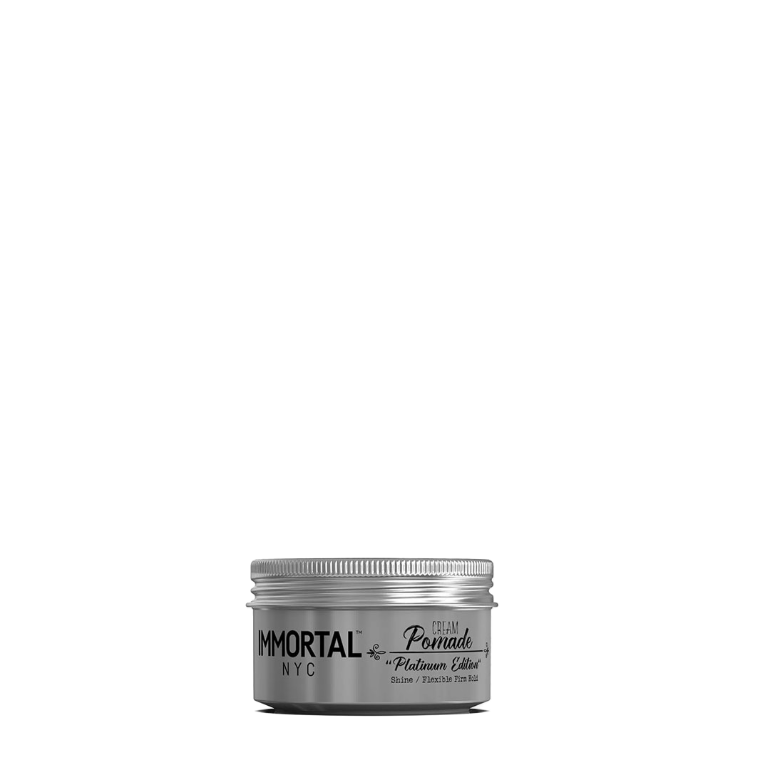 Cremă-pomadă pentru păr Immortal NYC Platinum Edition 150ml, Olimpstore, recipient argintiu.