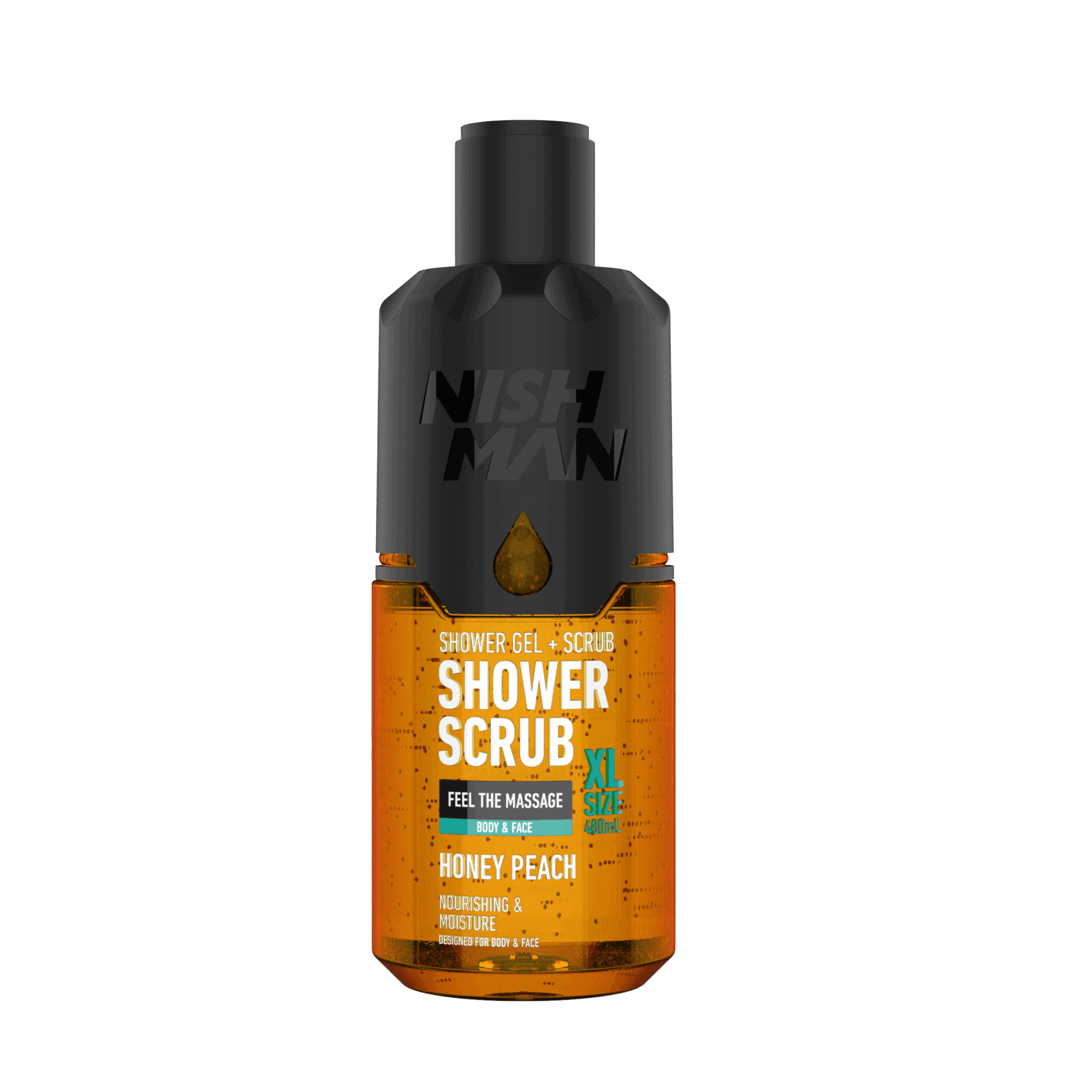 Gel de duș Nishman Shower&Scrab Honey Peach, negru și portocaliu, Olimpstore.