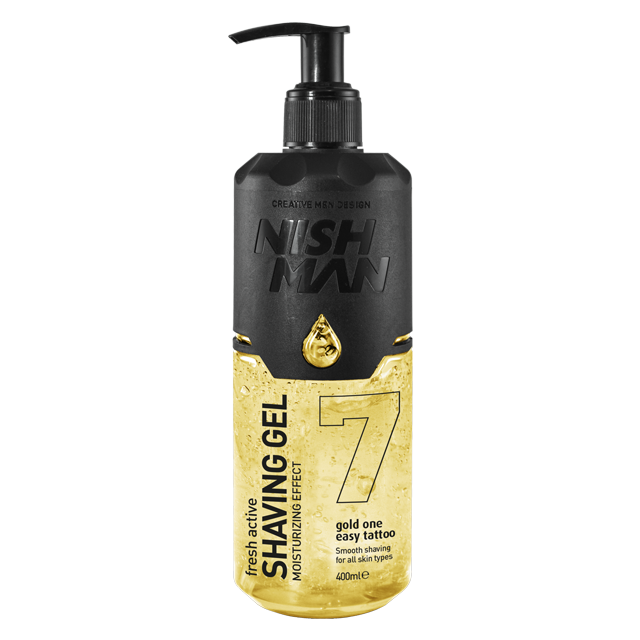 Gel pentru ras Nishman Gold One, 400ml, design negru-auriu, brand Olimpstore.