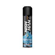 Lac de păr albastru Nishman Pro Mech 150ml, brand Olimpstore, în sticlă neagră și albastru.