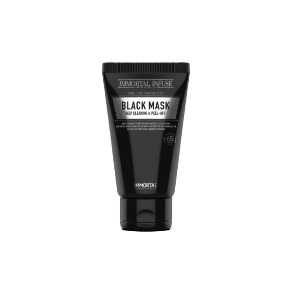Masca neagră față Immortal Infuse Black Mask, 150ml, Olimpstore, ambalaj elegant negru.