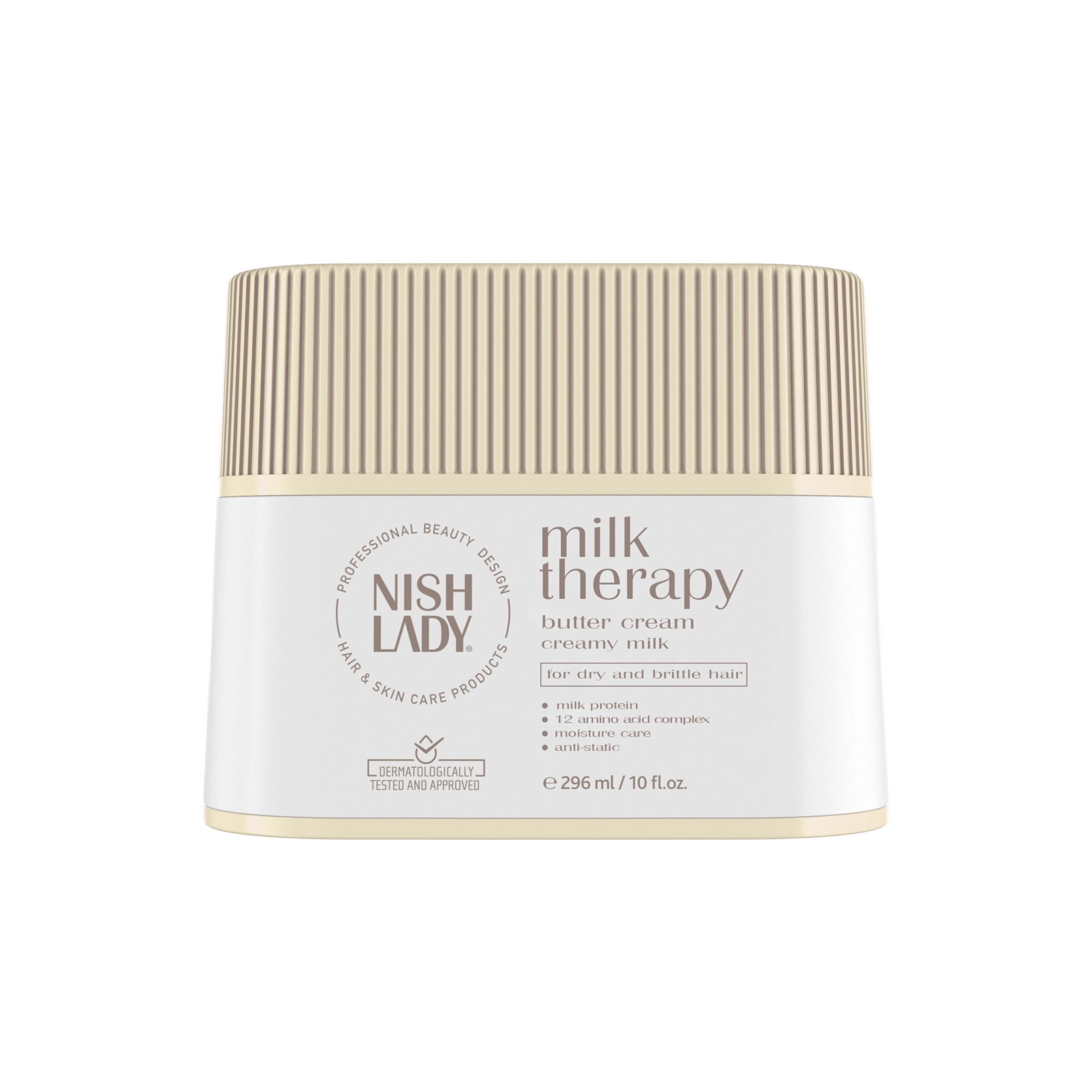 Mască păr uscat NishLady Milk Therapy 296ml, crem-bej, brand Olimpstore