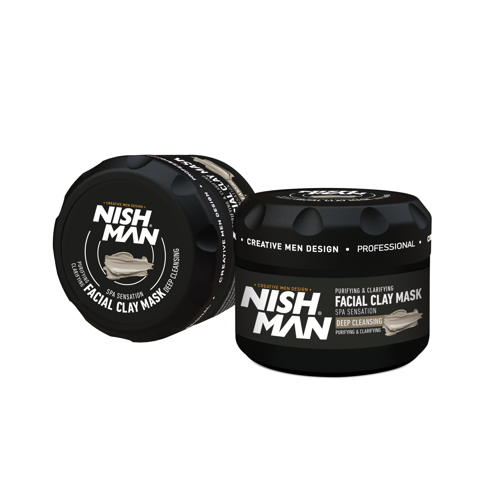 Mască facială din argilă Nishman 450gr, design negru, brand Olimpstore.