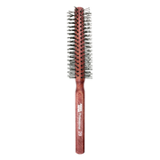 Pieptene rotund Nishman Hair Comb Brush 29 cu mânăr maro, detalii metalice negru de la Olimpstore.