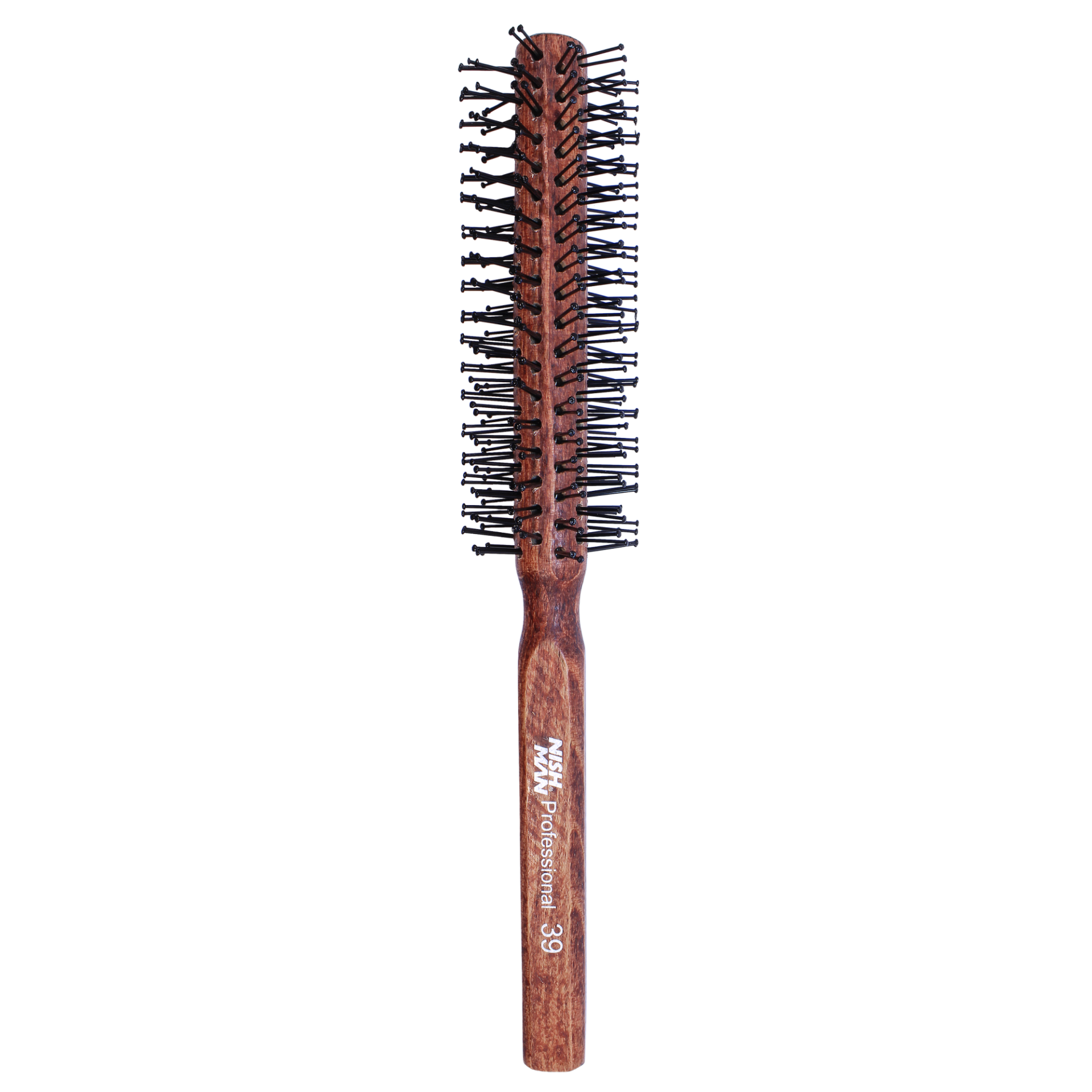 Pieptene rotund Nishman Hair Comb Brush 39, lemn maro, bristle, Olimpstore