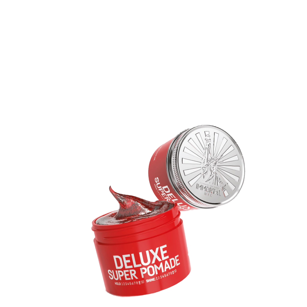 Pomadă roșie Immortal Deluxe Super Pomade 100ml, capace argintii, Olimpstore.