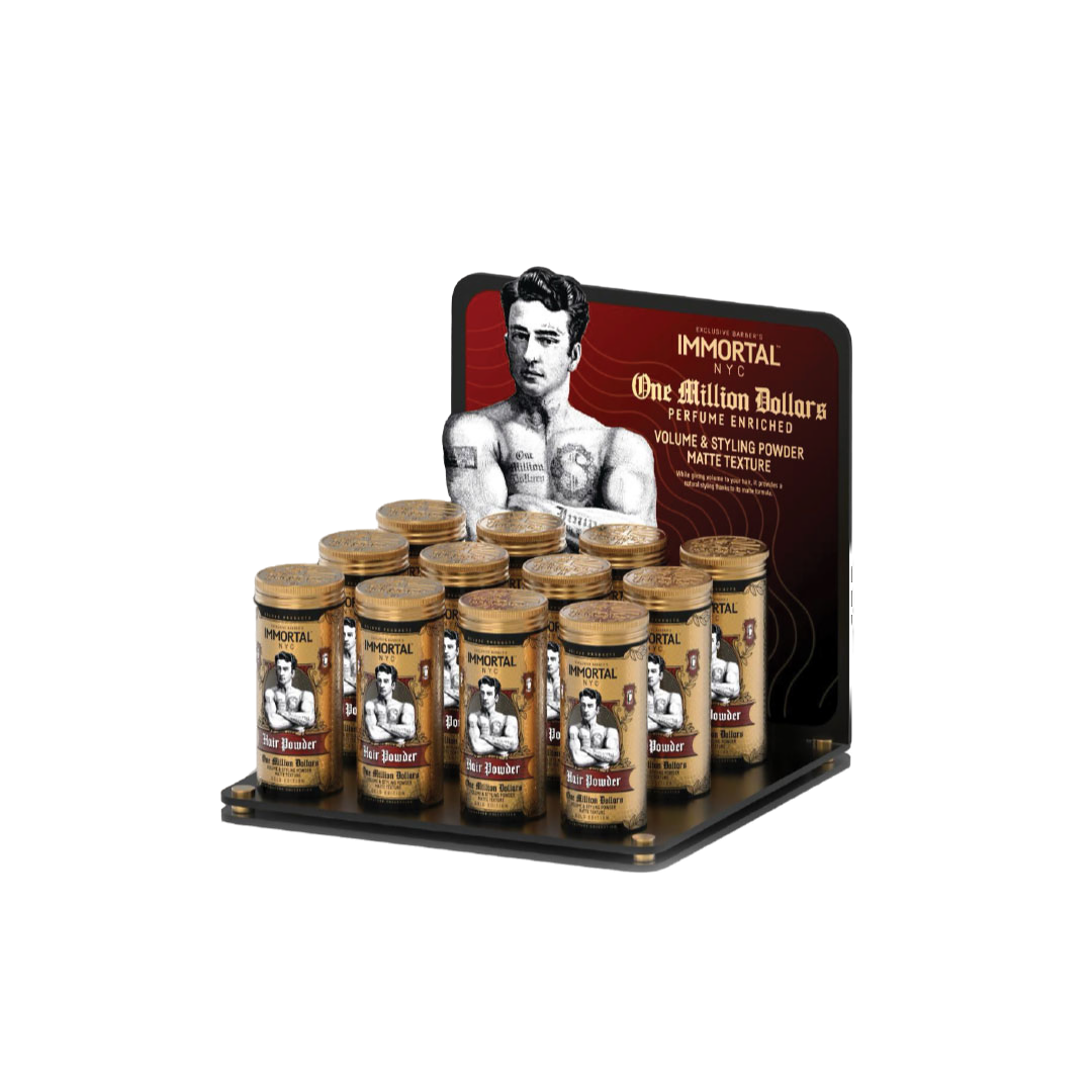 Pudră volumizantă păr Immortal NYC One Million Dollars 20g, brand Olimpstore, ambalaj maro-negru.