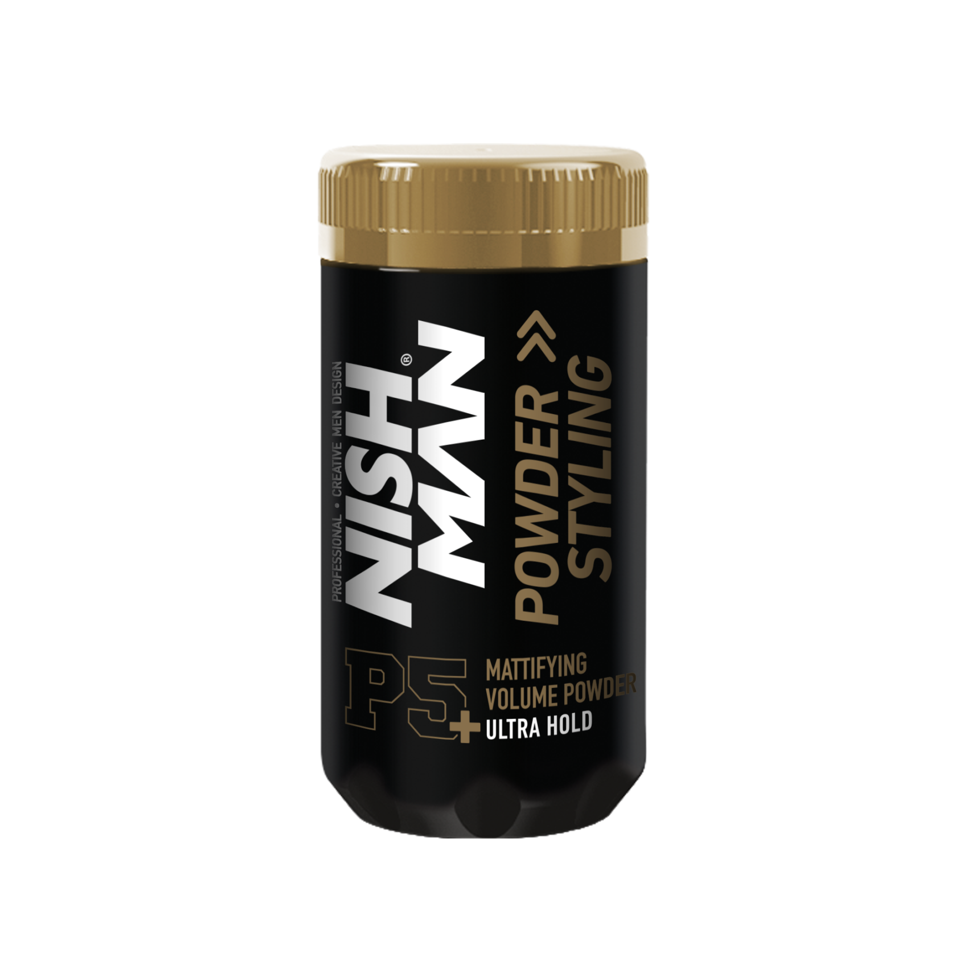 Pudră volumizantă păr Nishman P5 Plus 20gr, negru, capac auriu, Olimpstore.