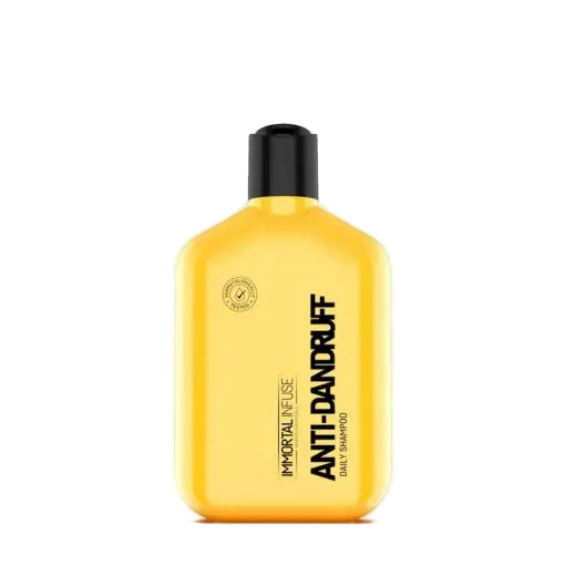 Șampon anti-mătreață Immortal Infuse 500ml Olimpstore flacon galben negru.