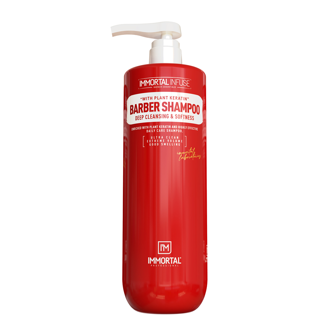 Șampon Immortal Infuse Barber 1000ml roșu cu pompă Olimpstore