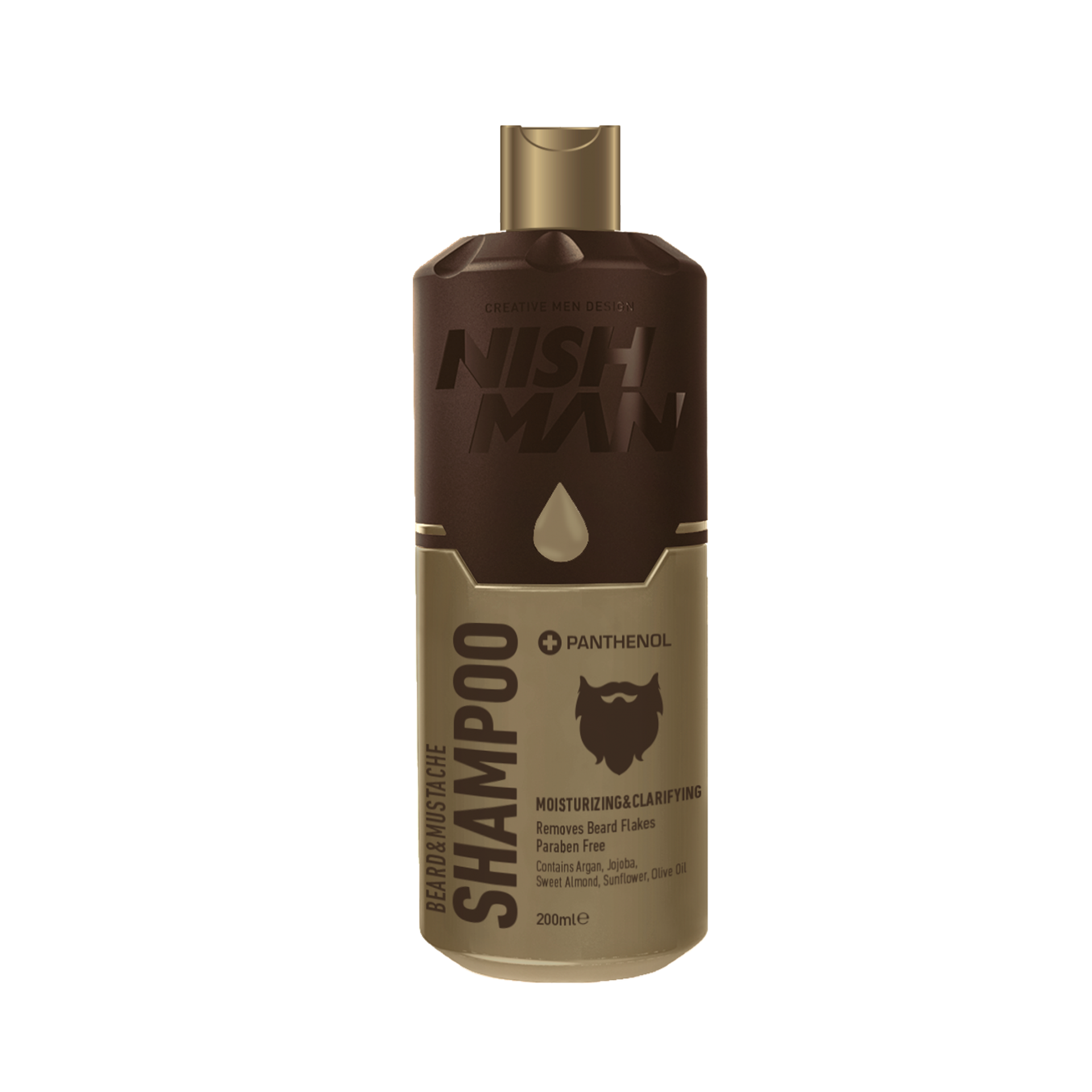 Șampon Nishman pentru barbă și mustață 200ml, maro și auriu, de la Olimpstore.