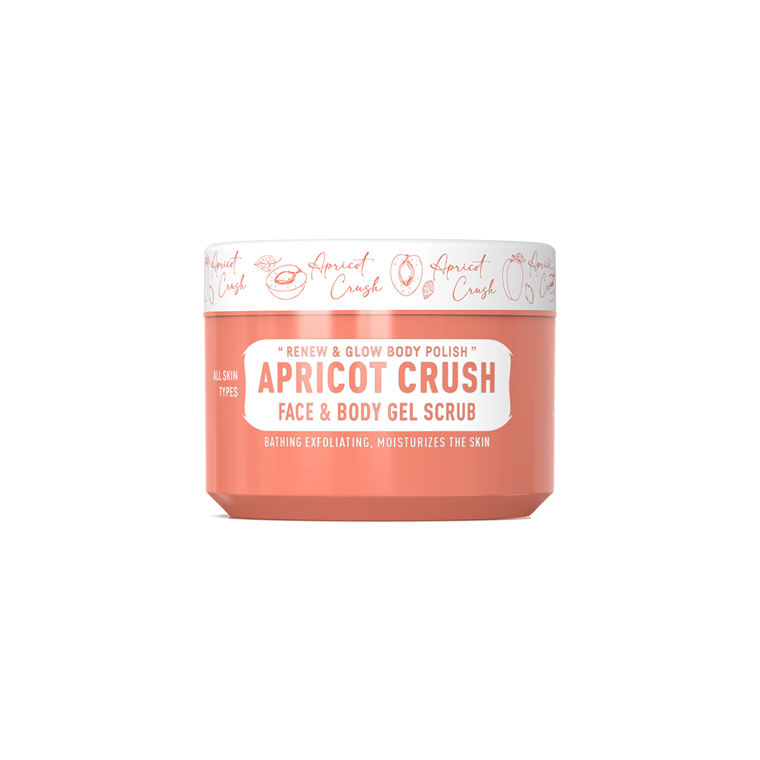 Scrub-gel față și corp Olimpstore, Immortal Infuse Apricot Crush, exfoliant, portocaliu.