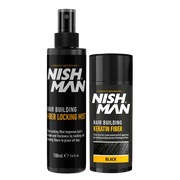 Set fibre cheratinice păr rar Nishman Hair Building Keratin Fiber Black, Olimpstore, sticle negre.