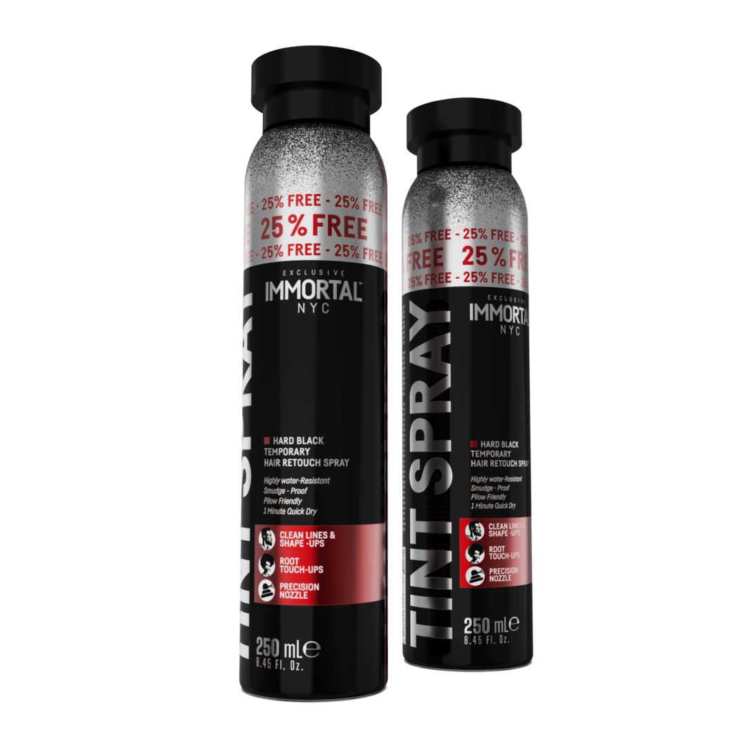 Spray negru pentru retuș păr Immortal, Olimpstore, 250ml, sticlă elegantă.