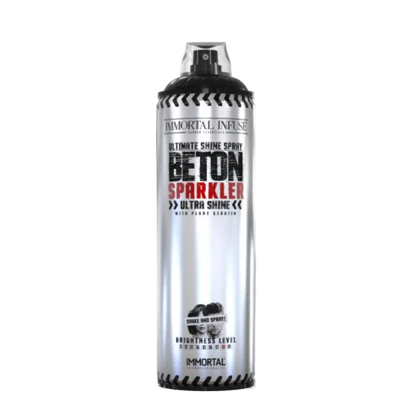 Spray strălucire păr 500ml argintiu Olimpstore Immortal Beton Sparkler, capac negru.