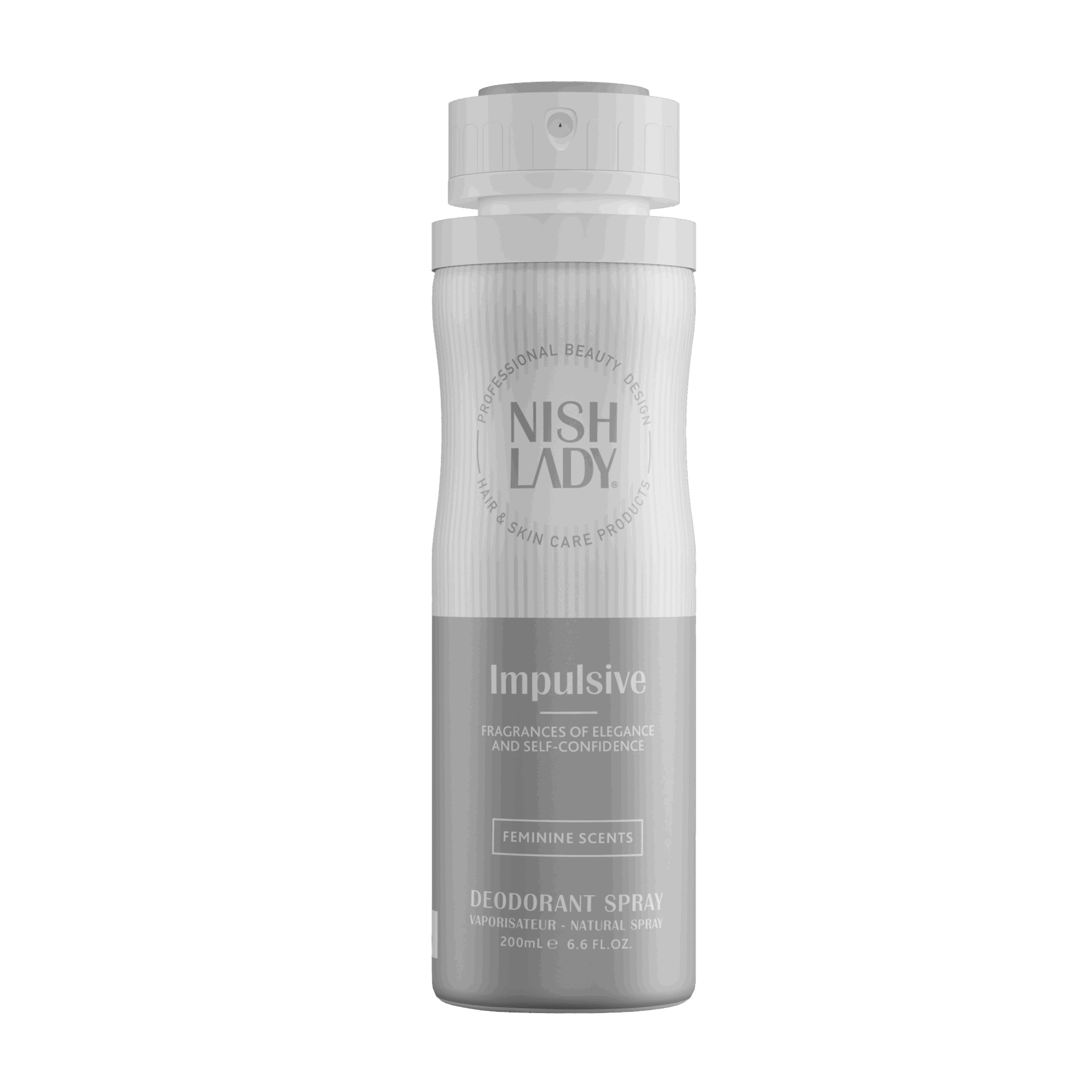 Spray deodorant femei NishLady Impulsive 05, 200ml, alb cu argintiu, brand Olimpstore.