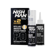 Spray-pudră volumizantă pentru păr Nishman P0 cu ambalaj negru, brand Olimpstore.