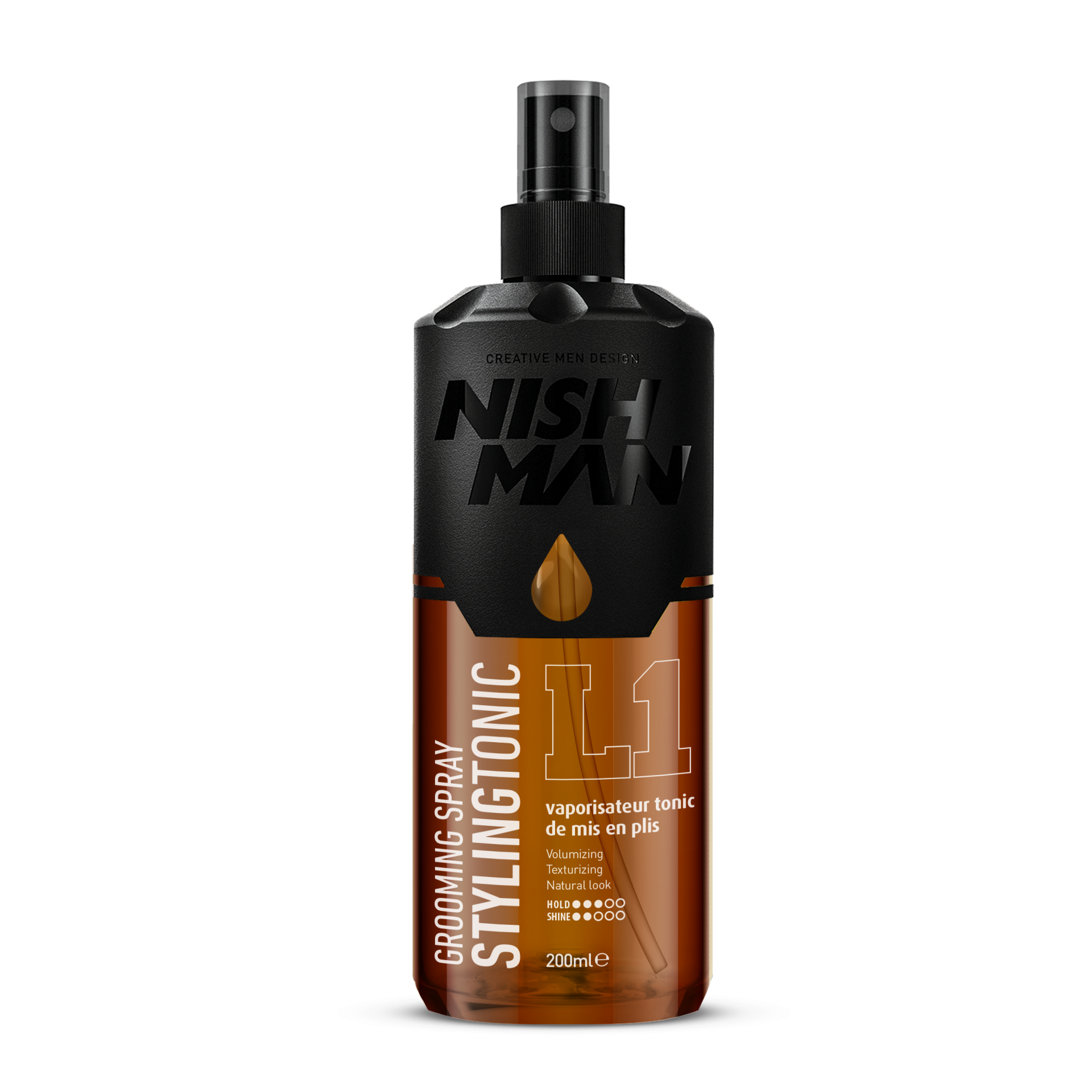 Tonic-spray Nishman Hair Grooming 200ml, negru și portocaliu, Olimpstore.
