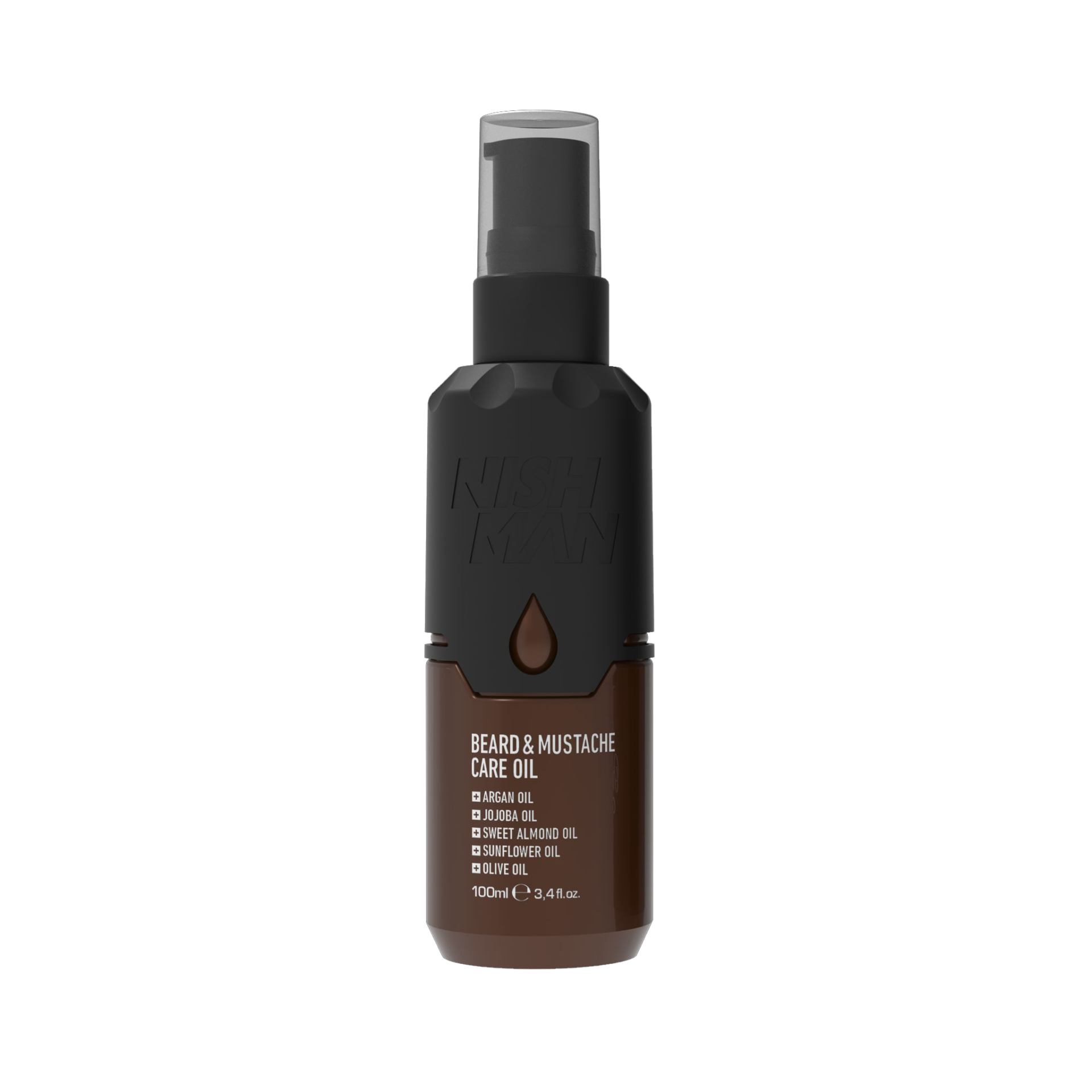Ulei pentru barbă Nishman Beard 100ml, sticlă neagră și maro, Olimpstore.