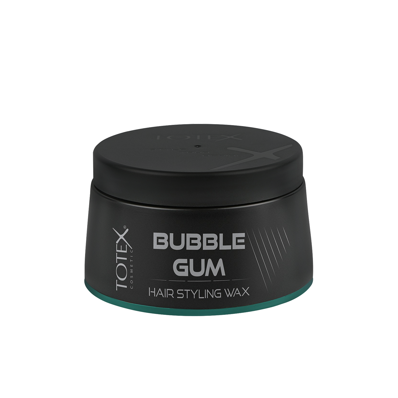Ceară pentru păr Totex Hair Styling Wax Bubble Gum 150ml de la Olimpstore, borcan negru cu capac negru, bandă verde jos.