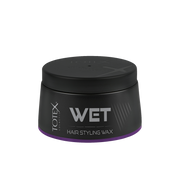 Ceară pentru păr Totex Hair Styling Wax Wet de la Olimpstore, borcan negru, capac negru, bandă mov la bază.