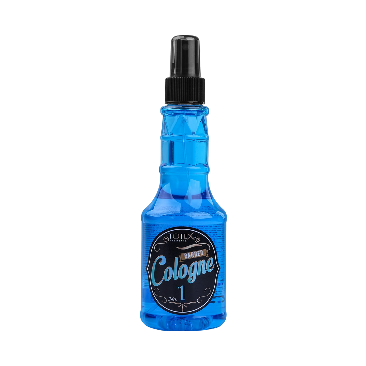 Colonie după ras Totex Barber Cologne 1 Blue 250ml de la Olimpstore, flacon spray transparent, lichid albastru, capac negru.