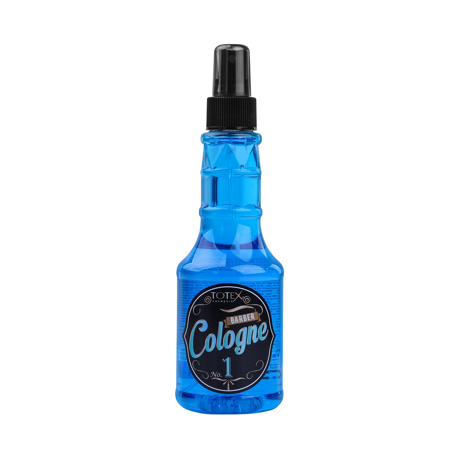 Colonie după ras Totex Barber Cologne 1 Blue 250ml de la Olimpstore, flacon spray transparent, lichid albastru, capac negru.