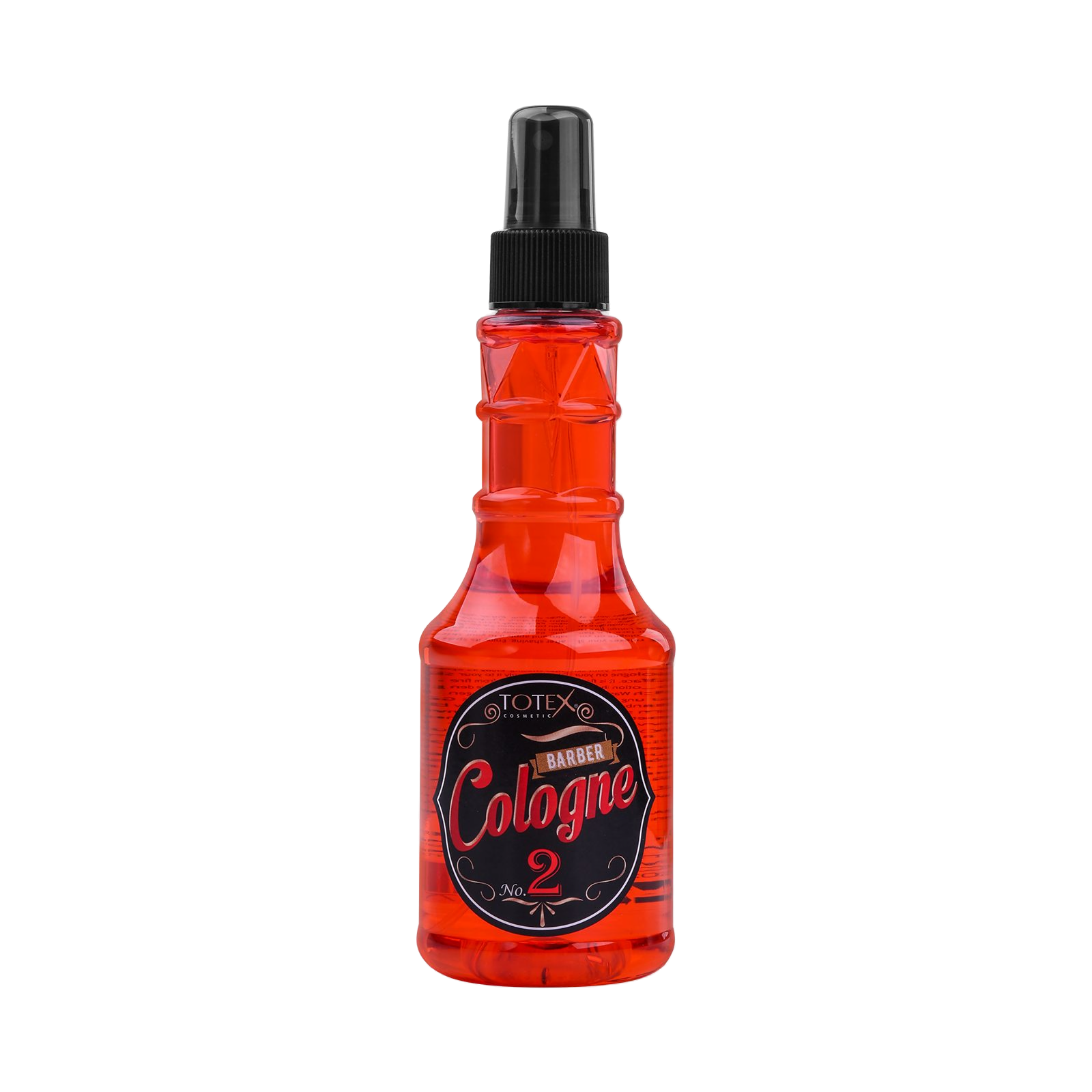 Colonie după ras Totex Barber Cologne 2 Red 250ml de la Olimpstore, flacon spray transparent, lichid roșu, capac negru.