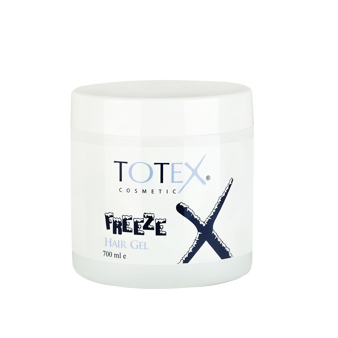 Gel de păr Totex Hair Gel Freeze 700ml de la Olimpstore, borcan alb cu capac alb, siglă X albastru-închis.