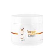 Mască pentru păr Totex Argan Hair Care Mask 500ml de la Olimpstore, borcan alb cu capac alb, dungă portocalie pe etichetă.