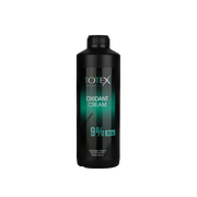 Oxidant pentru vopsea Totex Oxidant Cream 9% de la Olimpstore, flacon negru cu capac negru, etichetă cu degrade verde-turcoaz.
