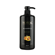 Șampon pentru păr Totex Shampoo Honey de la Olimpstore, flacon negru cu pompiță, imagine de fagure cu miere pe etichetă.